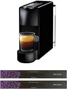 Nespresso Krups Essenza Mini XN1108, De'Longhi Coffee Machine, Original Capsule System, Water Tank 0.6L, Black with 20 Original Florence Arpeggio Capsules