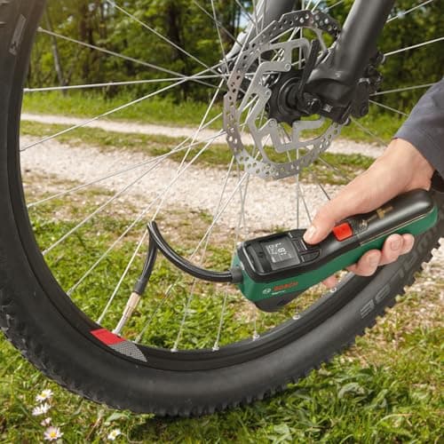 Bosch pompe à vélo pompe à air mini-compresseur électrique EasyPump (batterie 3,0 Ah, 3,6 V, fonction Autostop, 150 PSI, 10,3 bar, LED, rechargeable via câble USB-C, dans boîte carton) - Image 4