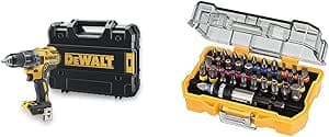 DEWALT - XR 18V Drill - DCD791NT-XJ - Compact Cordless Drill with TSTAK Case & Box of 32 Heavy Duty and Precise 25mm Screwdriver Bits - 32-Piece Assortment