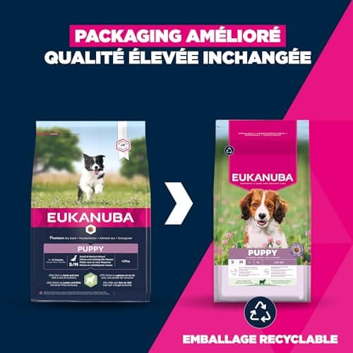 EUKANUBA Life Care Small Medium Puppy Food 1-12 Months, Rich in Lamb & Rice, Optimal Growth - DHA, Calcium, Omega 3&6, FOS, MOS, No Colorants, Artificial Flavours or GMOs - 12 kg - Image 3