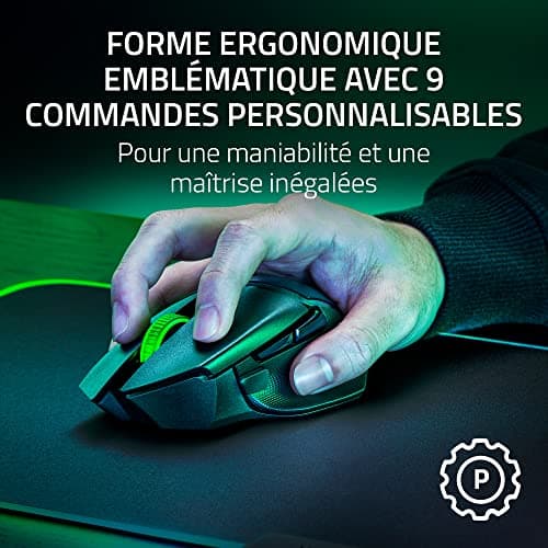 Razer Basilisk V3 X Hyperspeed Wireless Gaming Mouse (Ergonomic Iconic Shape with 9 Programmable Buttons, HyperSpeed Wireless, 5G Advanced Optical Sensor, 18K) Black - Image 4