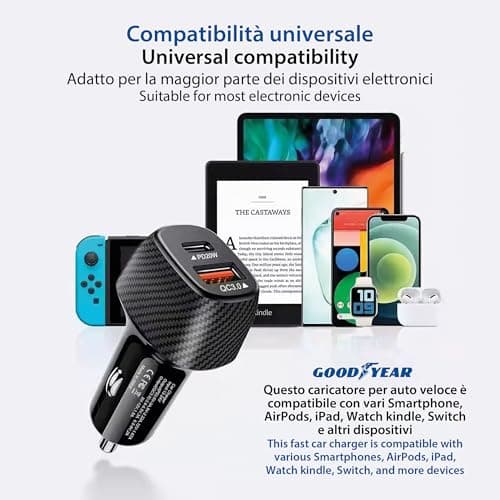 Goodyear 1 USB Q.C 3.0 & 1 USB-C PD20 W, Fast Mobile Charging, Car Cigarette Lighter Socket, 2 USB Ports/USB-C - Image 7