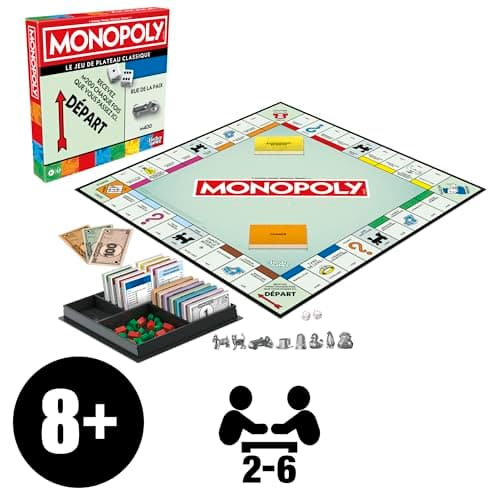 Monopoly, Large Board Game with Storage Box and Pawns - French Version - Image 3