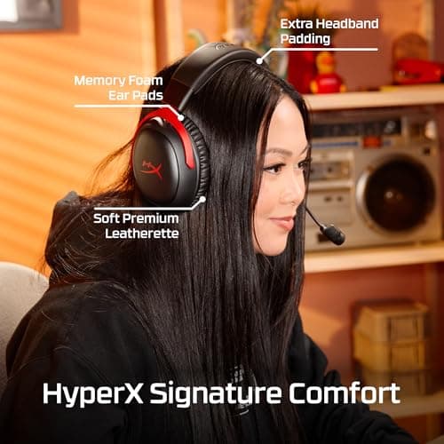 HyperX Cloud III S - Casque de Jeu sans Fil multiplateforme 2,4 GHz Bluetooth - Autonomie jusqu'à 120 Heures - 2,4 GHz - Pilote d'inclinaison de 53 mm - Microphone Amovible de 10 mm - Noir - Image 6
