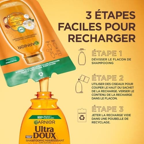 Garnier Ultra Gentle Nourishing Shampoo Enriched with Argan & Camellia Oil for Dry to Very Dry and Dull Hair - Wonderful Oils - 400 ml - Image 6