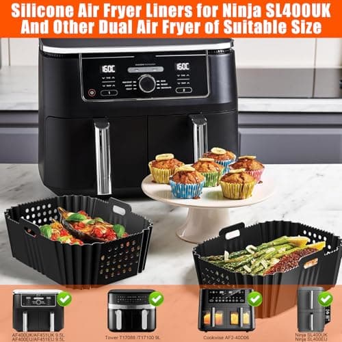 Silicone Air Fryer Mould for Ninja Double Stack SL400EU, 13pcs Silicone Air Fryer Accessories for Foodi Max Dual Zone 9.5L AF400EU, AF300EU 7.5L, Reusable, Oil-Free Fryer - Image 5