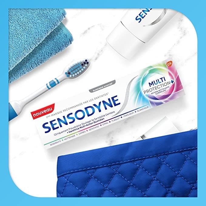 Sensodyne Dentifrice Multi-Protection Blancheur, Avec Fluorure Pour Dents Sensibles et Blanches, Aide à Soulager La Sensibilité Dentaire, 75 ml - Image 6