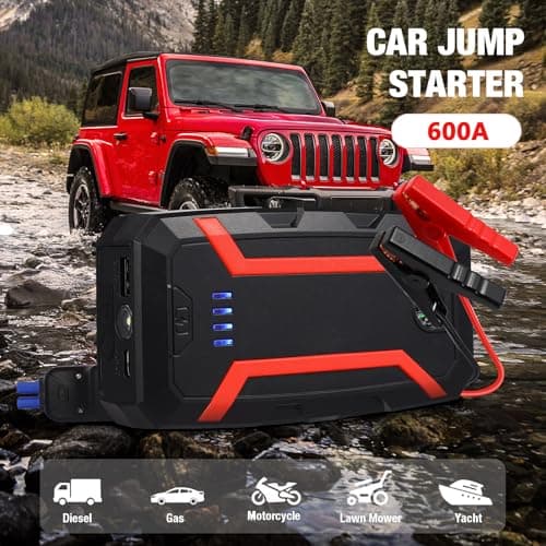 HEMOTON Démarreur de Batterie Portable pour Voiture Booster Urgence Automobile Chargeur de Batterie de Secours Compatible avec Moteurs Essence Jusqu - Image 5