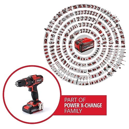 Einhell Perceuse Visseuse à percussion sans fil TE-CD 18/40 Li-i +64 (2x2,0 Ah) Power X-Change (Li-Ion, 18V, Couple 40 Nm) Livré avec 2 Batteries 2,0Ah, Chargeur et 64 Accessoires - Image 6