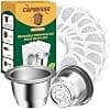 CAPMESSO Reusable Espresso Capsules Refillable Stainless Steel Coffee Capsules Compatible with Nespresso OriginalLine Coffee Machine (2 Pods+100 Lids). - Image 2