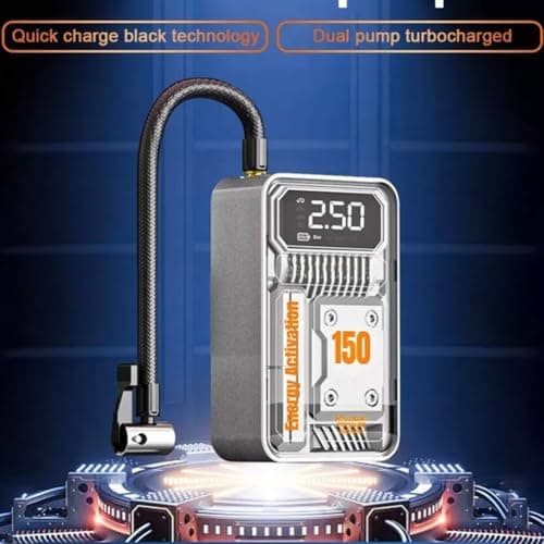 Gonfleur de pneu électrique portable avec écran LCD numérique, compresseur d'air de voiture 150 PSI pour pneus automobiles, motos, balles et gonflables - 60 W DC 5 V - Image 8