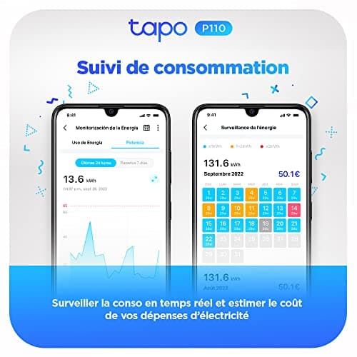 Tapo Prise Connectée WiFi, Suivi de consommation, 16A Type F, compatible avec Alexa et Google Home, Contrôler le radiateur, le chauffage, Économie d'énergie, Commande vocale, Tapo P110(1-pack) - Image 6