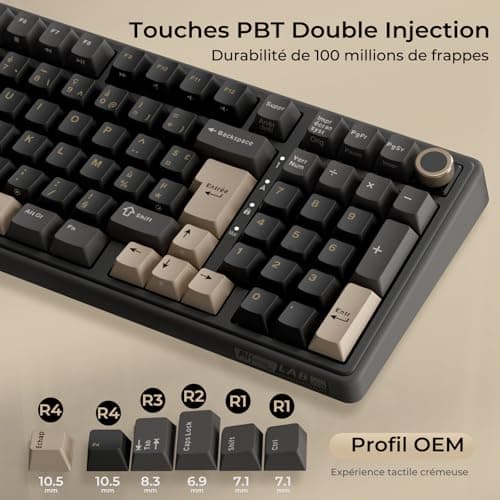 RK ROYAL KLUDGE R98 Pro Wired Mechanical Keyboard, Gamer Keyboard, 96% AZERTY Gaming Keyboard, RGB Backlight, PBT Keys, Gasket Structure, Volume Wheel, Hot Swap Switch Creamy Linear Pre-Lubricated - Image 5