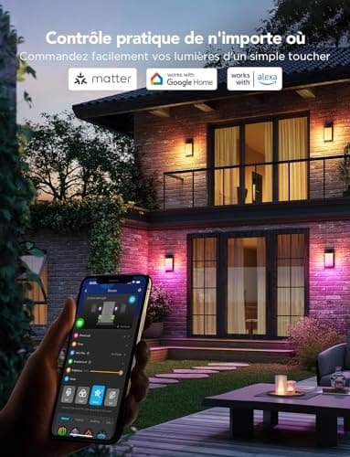 Govee RGBIC Outdoor Wall Light, Smart Wall Light 1500LM with 45 Scene Modes, IP65 Waterproof, DIY Light Effects, Works with Alexa, Google Assistant and Matter, 2 Packs - Image 8