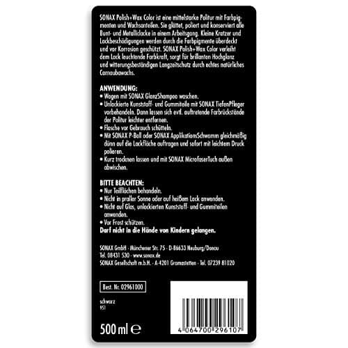 SONAX Polish+Wax Color (500 ml) pour toutes peintures standard et métallisées et facile à appliquer et d’une grande efficacité | Réf: 02961000 - Image 3
