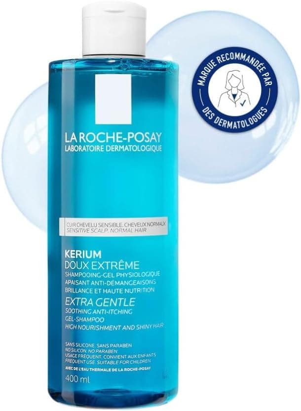 Kerium - Shampoing Doux Extrême - Shampoing Anti Démangeaisons pour Cuir Chevelu Sensible - Eau thermale, Polysorbate 21, Formule sans Silicone - Soin Cheveux Haute Nutrition - Pour Peaux Sèches