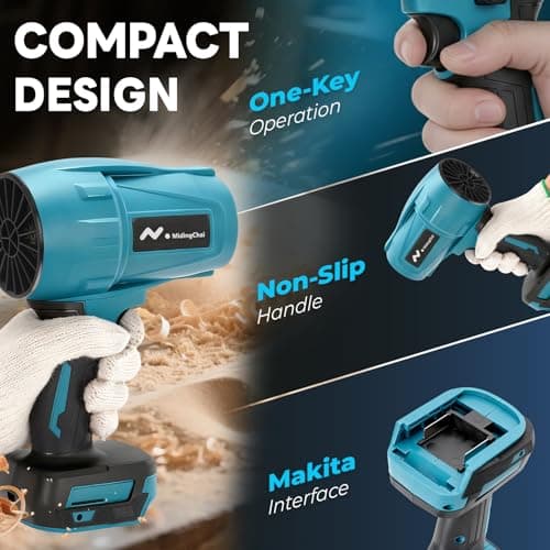 Multifunctional Battery Blower, Compatible with Makita 18V, 32000 RPM, Powerful Cordless Mini Blower, Pressure 500 g, for Removing Leaves, Snow, Dust (without Battery) - Image 5