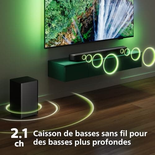 Philips TAB5309 Barre de Son 2.1 avec Caisson de Basses sans Fil - canaux 2.1 240 W, DTS Virtual X, Bluetooth 5.4, HDMI Arc, Connexion Optique et connectivité USB - Gris foncé - Image 7
