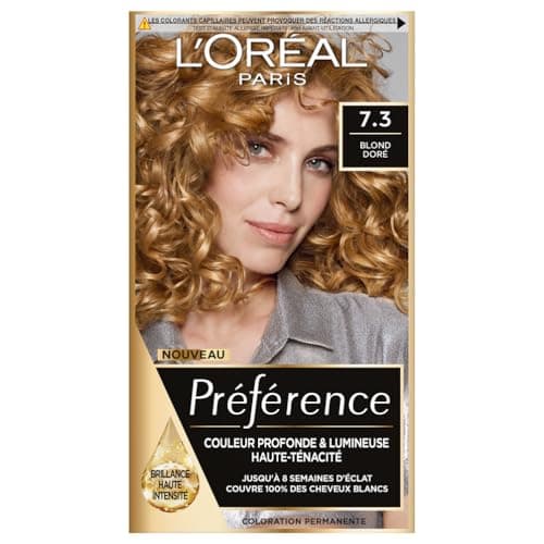 L'ORÉAL PARIS Permanent Hair Colour Long-Lasting and Bright 100% Covers White Hair - Preference - Shade : Florida (7.3), Golden Blonde - Image 2