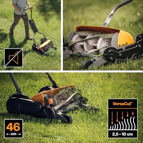 Fiskars Manual lawn mower, Cylinder mower with blade friction free cutting system, Cutting width: 46 cm, Black/Orange/Silver, StaySharp Max, 1000591 - Image 4