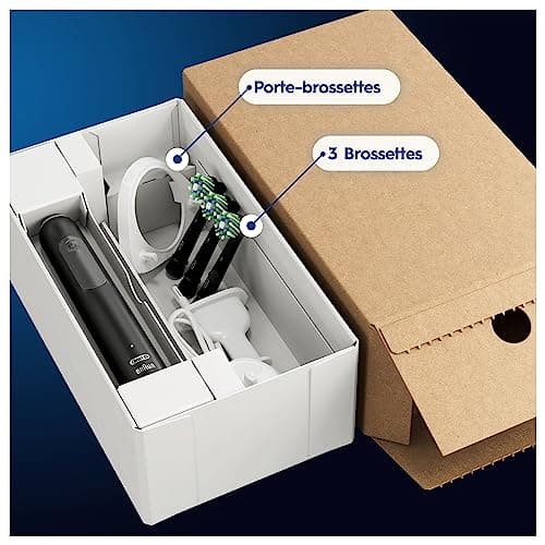 Oral-B Pro 3 Brosse À Dents Électrique Noire, Un Capteur De Pression Pour Protéger Les Gencives Sensibles, Des Accessoires, 3 Brossettes De Rechange, Douces Et Rondes, 1 Chargeur, Emballage En Carton - Image 8