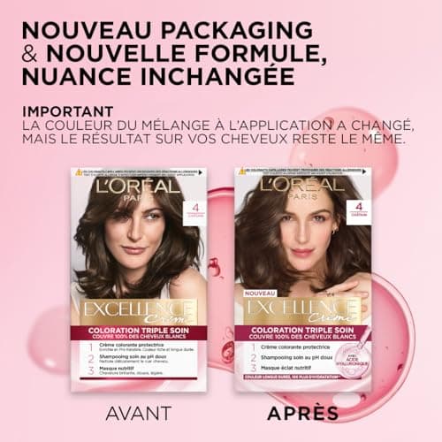 L'ORÉAL PARIS - Triple Care Permanent Hair Colour - Covers 100% of White Hair - Excellence Cream - Shade: Light Ash Blonde (8.10) - Image 4