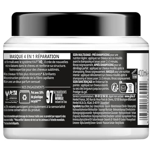 GLISS - Schwarzkopf - 4in1 mask - Repair - Liquid Keratin - Haptiq System - Creates hair micro-bonds - Damaged and dry hair - Intense care - Nourishes & Repairs - 400 ml - Image 5