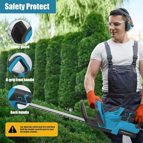 Cordless Hedge Trimmer for Makita 21V, Pruner, Manual Hedge Trimmer, Cordless Electric Hedge Trimmer with Battery, Professional Cordless Hedge Trimmer for Parks and Gardens Maintenance (15000mAh*2) - Image 7