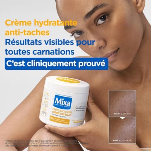Mixa - Crème Niacinamide Correction Éclat - Crème Hydratante Anti-Taches au Beurre de Karité, à la Niacinamide et à la Vitamine C - Adaptée au Visage, Corps et Mains - Hypoallergénique - 400ml - Image 4