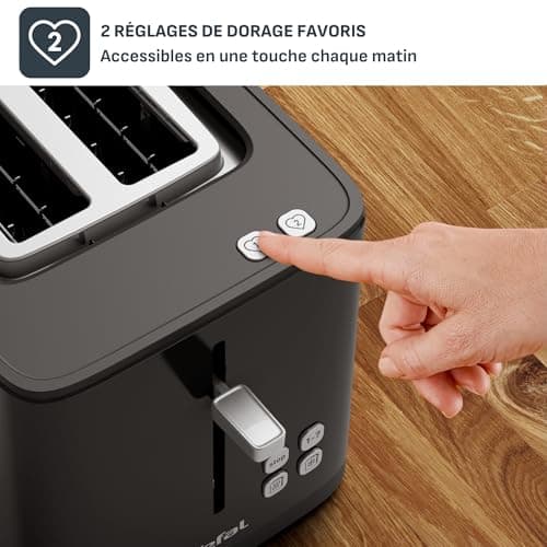 Tefal Toaster with 2 slots, 7 levels of browning, Stop function, Digital display, 2 customizable favorites, Count of time left, Defrost, Heat, Smart'n Light, Black, TT640810 - Image 6