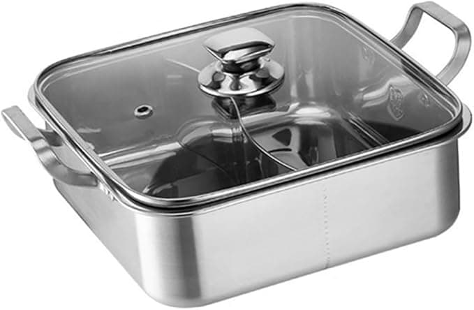 SMASOLO Cocotte à Hot Pot Chinois Double Compartiment Acier Inox avec Couvercle Casserole Épaisse pour Réunions Familiales et Usage Commercial - Image 1