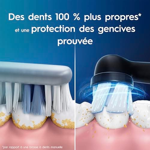 Oral-B iO 3 Brosse A Dents Electrique Noire, Pour Adultes, Modes De Nettoyage Avec Blancheur, Doux Pour Les Gencives, Capteur De Pression, Brossette Oral B De Rechange, Chargeur, Porte-Brossettes - Image 7