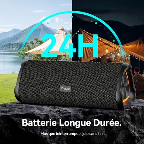 Portable Bluetooth 6.0 Speaker, Bluetooth Speaker 30H Autonomy, Powerful 24W Bluetooth Speakers, 360 Degree Surround, IPX6 Waterproof, TWS Pairing, USB, RGB,AUX, TF Card, Party/Travel/Outdoor - Image 6