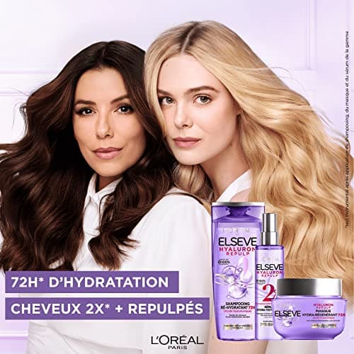 L'Oréal Paris - Hydra-Regenerating Mask for Dehydrated and Tired Hair - 72H Hydration - With Hyaluronic Acid - Elseve Hyaluron Repulp - 310ml (Pack of 2) - Image 6