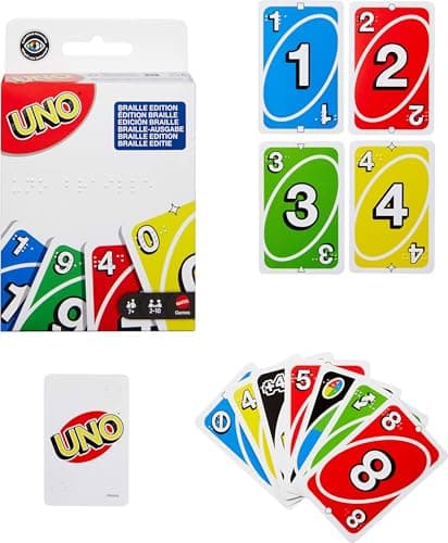 Mattel Games UNO Braille, Card Game with Cards Specially Designed for Blind or Visually Impaired Players, for the Whole Family, Children and Adults, JMK87 - Image 7