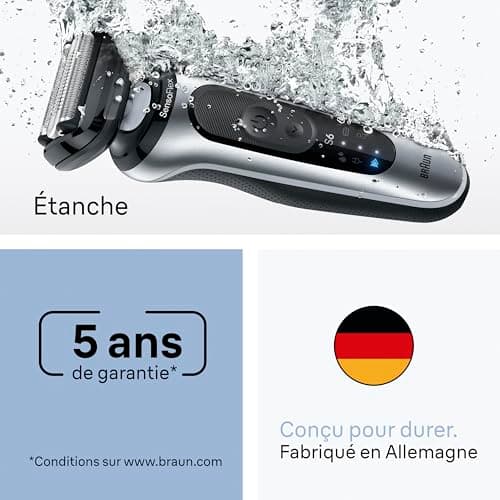 Braun Men's Electric Shaver Series 6 62-S7650CC Silver, Waterproof, Flexible Blades for Gentle Shaving and Shaving, 2 Shaving Modes, Body Trimmer, Cleaning Station Set - Image 8