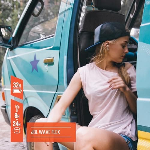 JBL Wave Flex, Wireless In-Ear Headphones, IP54 and IPX2 Water Resistance, TalkThru and AmbientAware Technology, 32 Hours Battery Life in White - Image 3