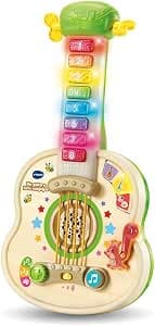 VTech - My Magic Lumi Guitar, Partially Wooden Musical Instrument, Acoustic and Electric Guitar, Musical Awakening Game and Fine Motor Skills, Baby Gift from 18 Months