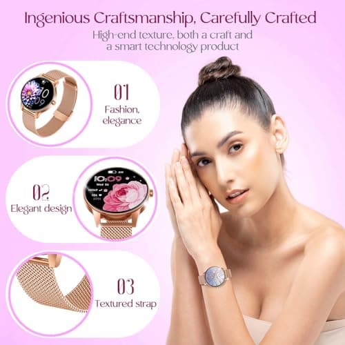 Montre Connectée Femme avec Appel Bluetooth: 1.27" Smartwatch avec Fonction Féminine Cardiofréquencemètre SpO2 Sommeil Montre 100+ Mode Sport Montre IP68 Fitness Podomètre Compatible pour Android iOS - Image 3