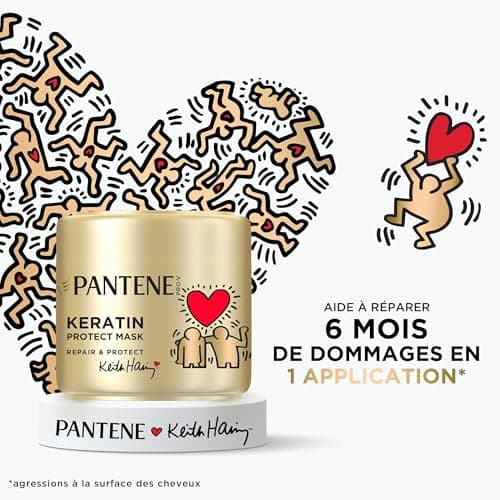 Pantene Pro-V x Keith Haring Art Collection Repair & Protect Keratin Protect Masque Capillaire 300ml Cheveux Secs et Abîmés, Aide à Réparer 6 Mois de Dommages, en 1 Application - Image 4