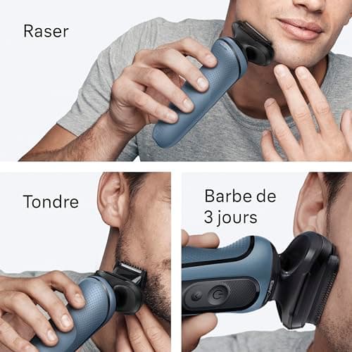 Braun Rasoir Electrique Homme Series 5 52-A1820SI, Azure, Etanche, Lames Flexibles Pour Raser Doucement Le Visage, 2 Modes De Rasage, Coffret Avec Accessoire Tondeuse A Barbe De Trois Jours - Image 6