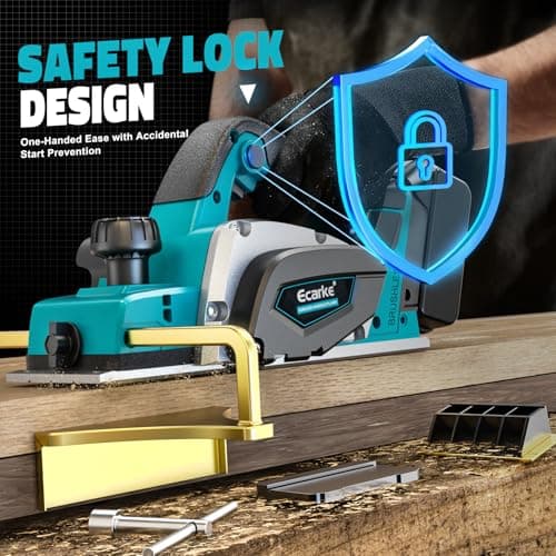 Ecarke 750W Cordless Electric Planer - Compatible with Makita 18V Batteries, Brushless Motor, 15,000 RPM, Width 82 mm, Depth 0-2 mm - Wood, Furniture & DIY - No Battery - Image 4