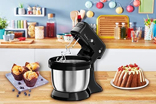Moulinex Oh My Cake Electric Pastry Processor, 300 W, 5 Speed, Pulse Function, 2 Whisks and 2 Mixers Dishwasher-Safe, Stainless Steel Bowl 4 L, Ultra Compact Food Processor QA110810 - Image 6