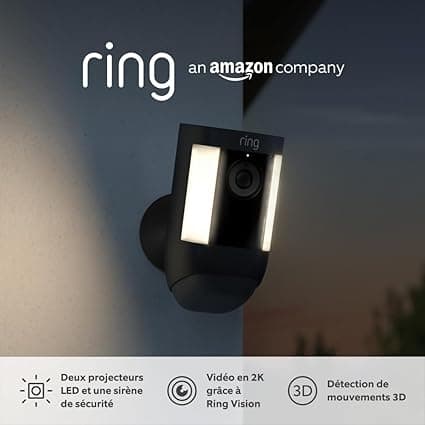Ring Ring Spotlight Pro Wireless Camera (Spotlight Cam Pro Battery) | Outdoor Surveillance Camera with WiFi, HDR Video, 3D Motion Detection, LED Projectors | Free Ring Protect 30-Day Trial