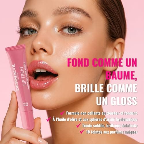 Dermacol Lip Treat Baume à lèvres aux sphères comblantes d'acide hyaluronique - Soin hydratant vegan à la texture Melting Touch et à la teinte brillante, 10 ml, no. 7 - Summer Crush - Image 4