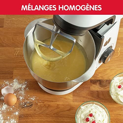 Moulinex Mixer, 4.6 L Bowl Capacity, 8 Speeds + Pulse, Whisk Whisk Technology for Perfect Whipping, Cast Aluminium Mixer and Mixer, 1100 W, Masterchef Gourmet White QA510110 - Image 5