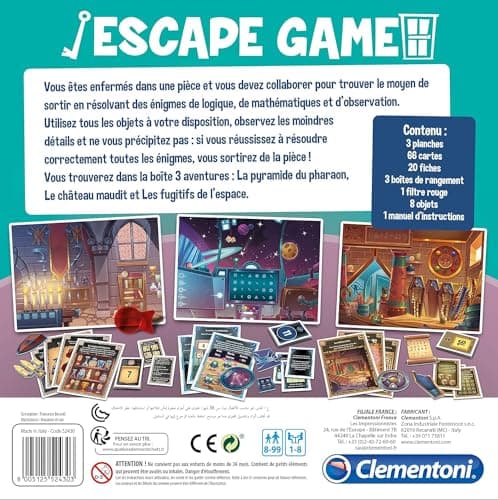 Clementoni | Escape Game Child 8+ | Cooperative Educational Board Game | 3 Theme Adventures: Pharaoh's Pyramid, Cursed Castle, Space | Logic Activity | Gift Idea - Image 4