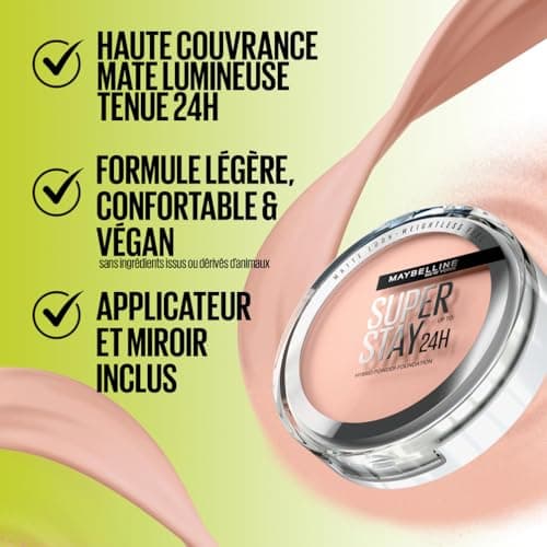 Maybelline New York - Fond de Teint-Poudre Hybride - Longue Tenue - Couvrance Mate Lumineuse - Vegan & Waterproof - Tous Types de Peaux - Superstay 24H - Teinte : 10 - 53 g - Image 6