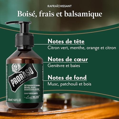 Proraso | Shampoing à barbe rafraîchissant (200 ml) – Nettoyant pour barbe au menthol et à l'eucalyptus pour éliminer les impuretés – Fabriqué en Italie - Image 4