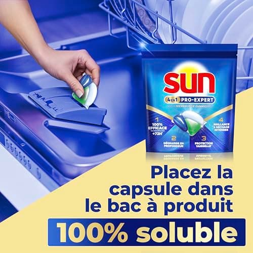 Sun - Pro Expert - Dishwasher Tablets - 4 in 1 Action - Regular - Removes 100% of Burned Stains by +72 Hours - Degrease in Depth - 56 Capsules - Image 6